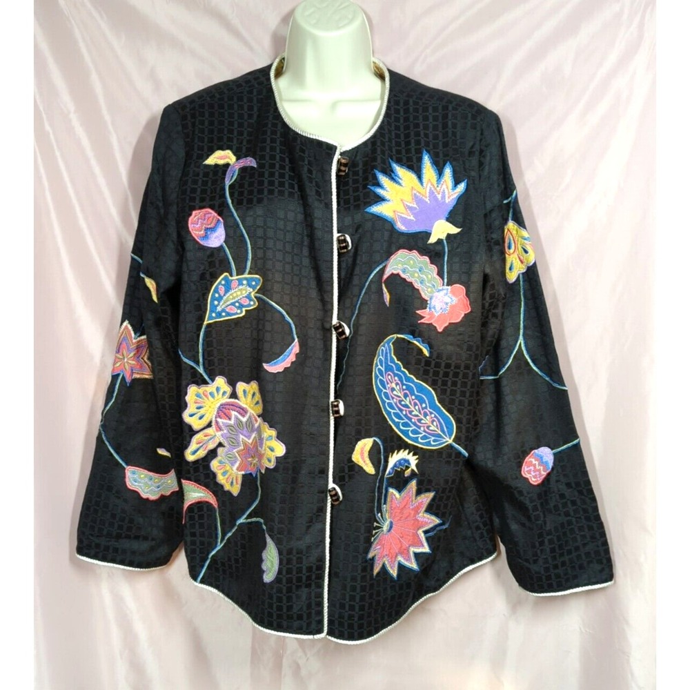 Indigo Moon Jacket Blazer Women L Embroidered Lined Fairy Inspired Boho Festival
